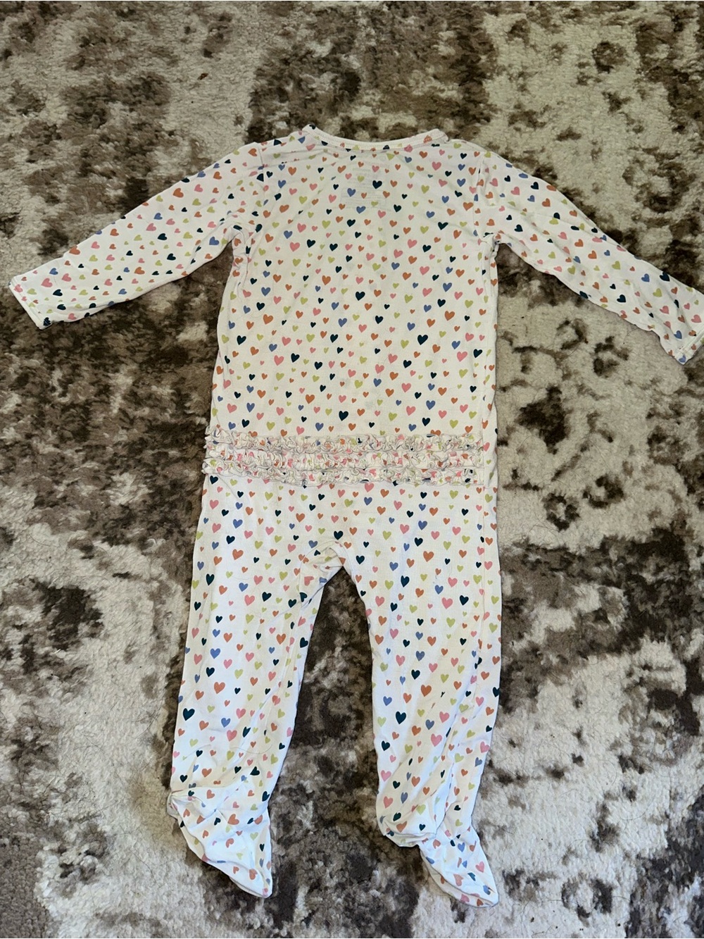 Magnetic Me White Heart-Print Footed One-Piece
